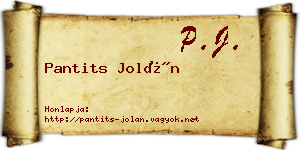 Pantits Jolán névjegykártya